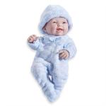 JC Toys/Berenguer - La Newborn - Mini La Newborn - Realistic 9.5" Anatomically Correct “Real Boy” Baby Doll dressed in BLUE - All Vinyl Designed by Berenguer Boutique Made in Spain